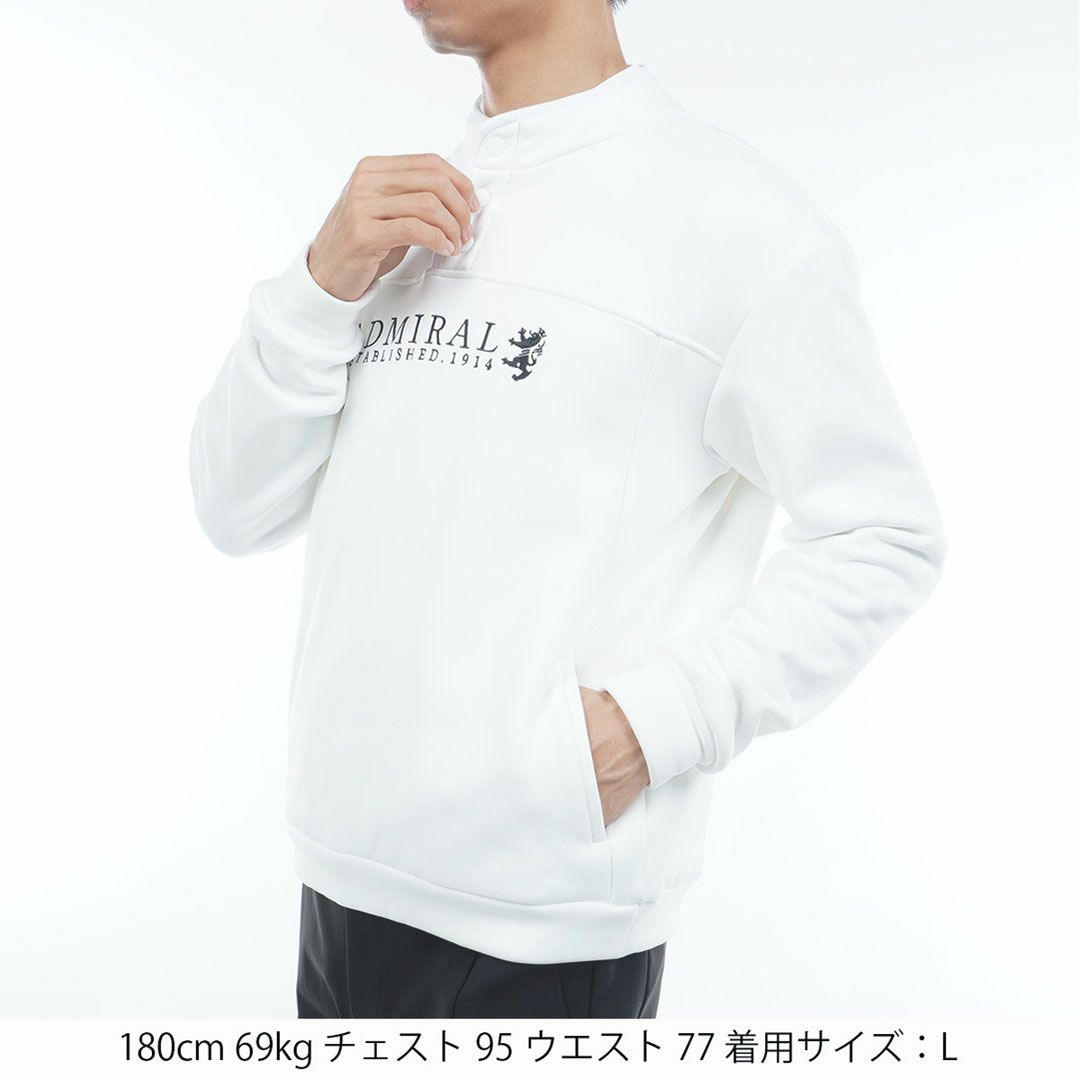[アドミラル ゴルフ]メンズ カルイシ ハーフドットボタン スウェット　ホワイト