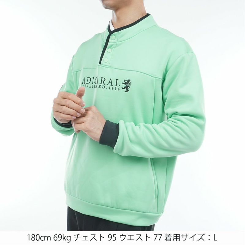 [アドミラル ゴルフ]メンズ カルイシ ハーフドットボタン スウェット　ミントグリーン