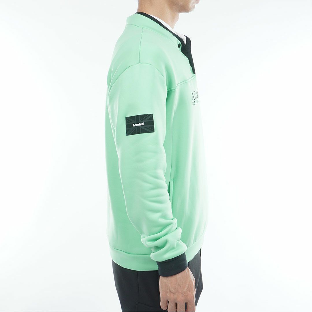 [アドミラル ゴルフ]メンズ カルイシ ハーフドットボタン スウェット　ミントグリーン