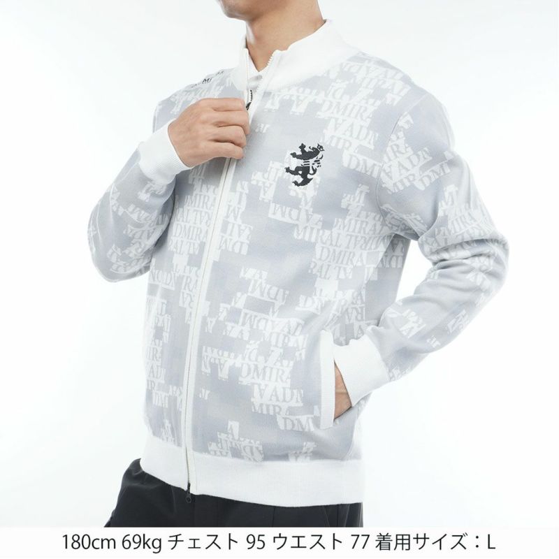 [アドミラル ゴルフ]メンズ モザイクカモフラージュ フルジップセーター　ホワイト