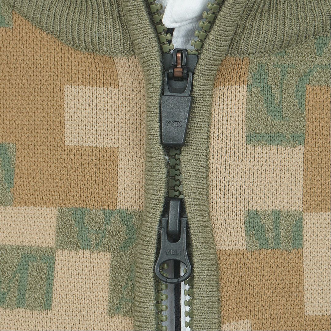 [アドミラル ゴルフ]メンズ モザイクカモフラージュ フルジップセーター　カーキ