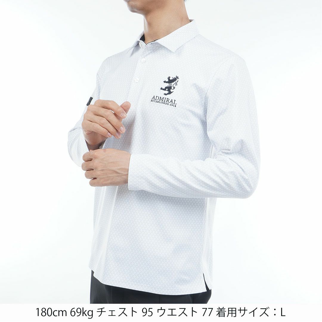 アドミラル ゴルフ Admiral GOLF メンズ メンズ 小紋柄 裏起毛シャツ ADMA574 詳細2