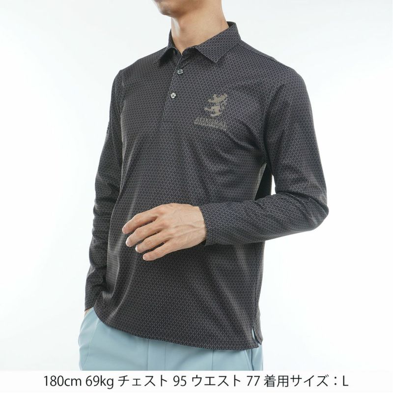 [アドミラル ゴルフ]メンズ 小紋柄 裏起毛シャツ　ブラック