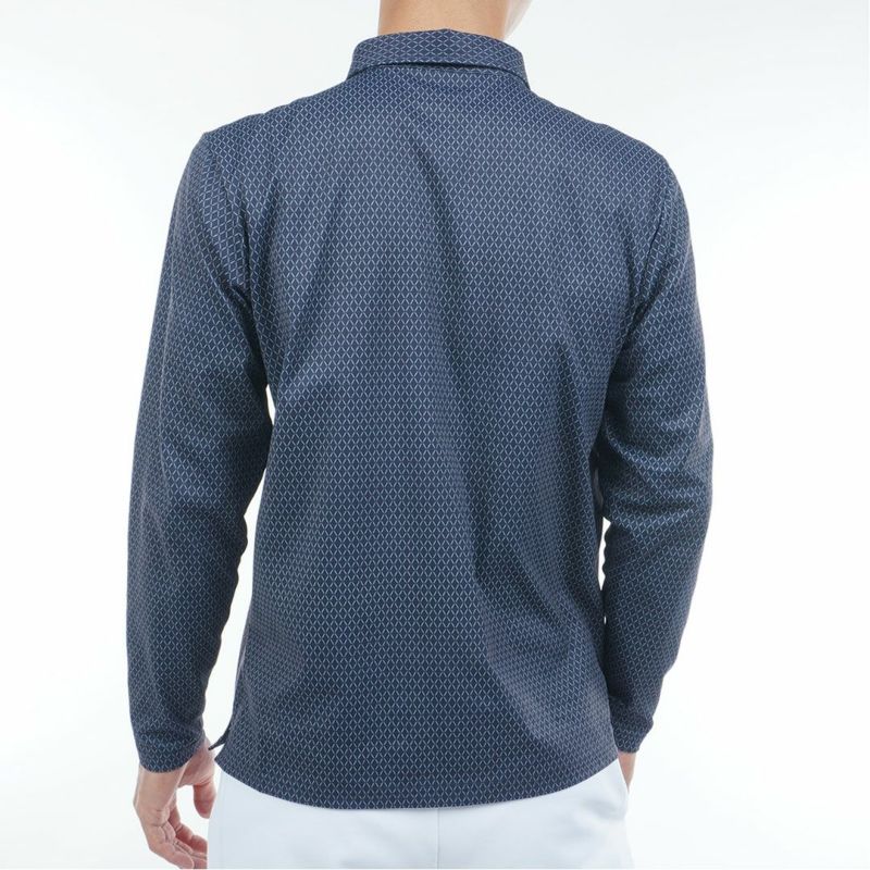 [アドミラル ゴルフ]メンズ 小紋柄 裏起毛シャツ　ネイビー