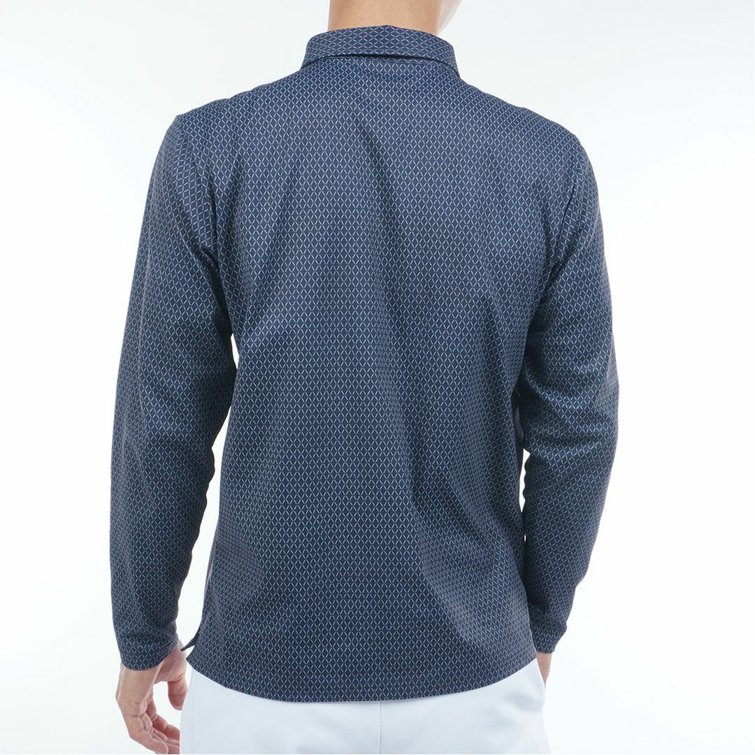 [アドミラル ゴルフ]メンズ 小紋柄 裏起毛シャツ　ネイビー