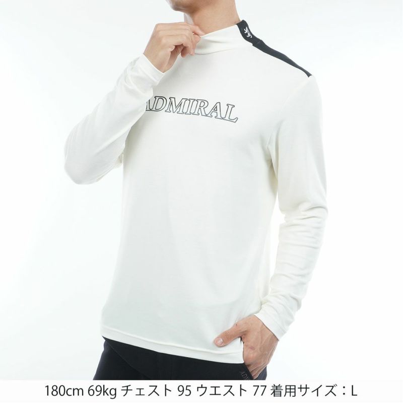 [アドミラル ゴルフ]メンズ スエード起毛　ハイネックシャツ　ホワイト