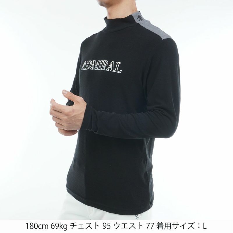 [アドミラル ゴルフ]メンズ スエード起毛　ハイネックシャツ　ブラック