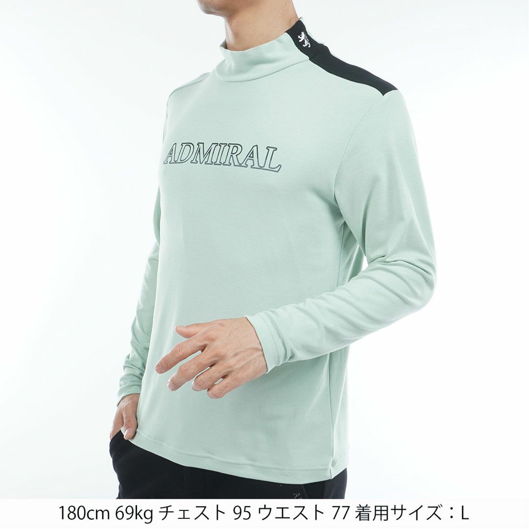 [アドミラル ゴルフ]メンズ スエード起毛　ハイネックシャツ　ミントグリーン