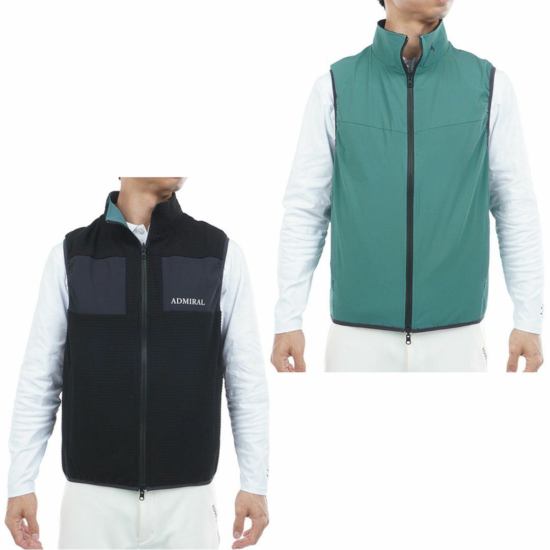[アドミラル ゴルフ]メンズ リバーシブル ボアベスト　ブラック