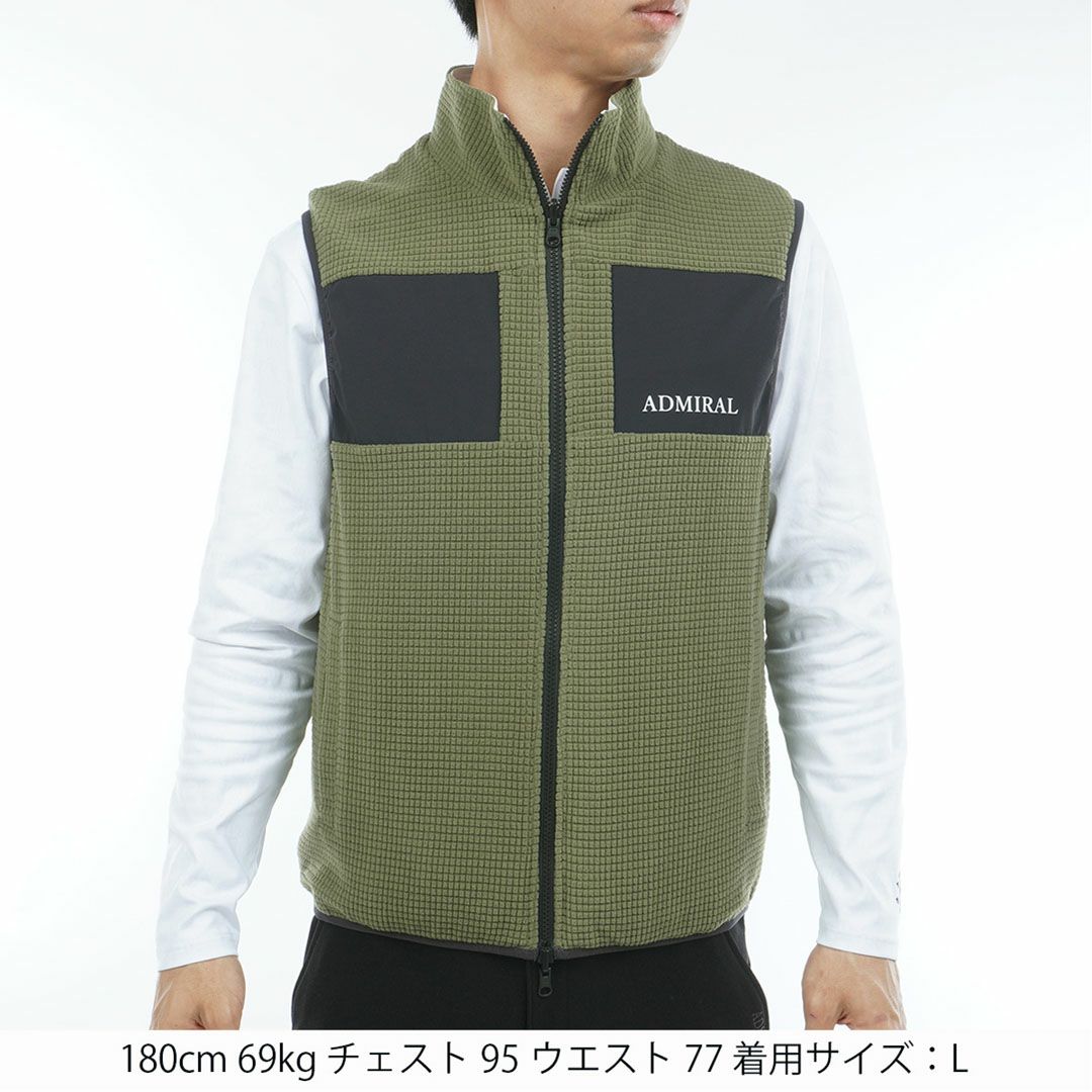 [アドミラル ゴルフ]メンズ リバーシブル ボアベスト　カーキ