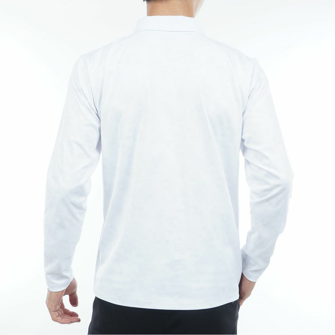 [アドミラル ゴルフ]メンズ モザイクカモフラージュ裏起毛 長袖ポロシャツ　ホワイト