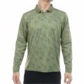 [アドミラル ゴルフ]メンズ モザイクカモフラージュ裏起毛 長袖ポロシャツ　カーキ