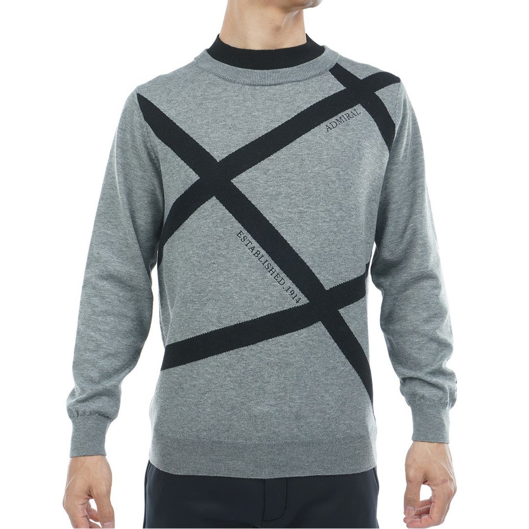 [アドミラル ゴルフ]メンズ ホカタッチ レイヤードモックネックセーター グレー
