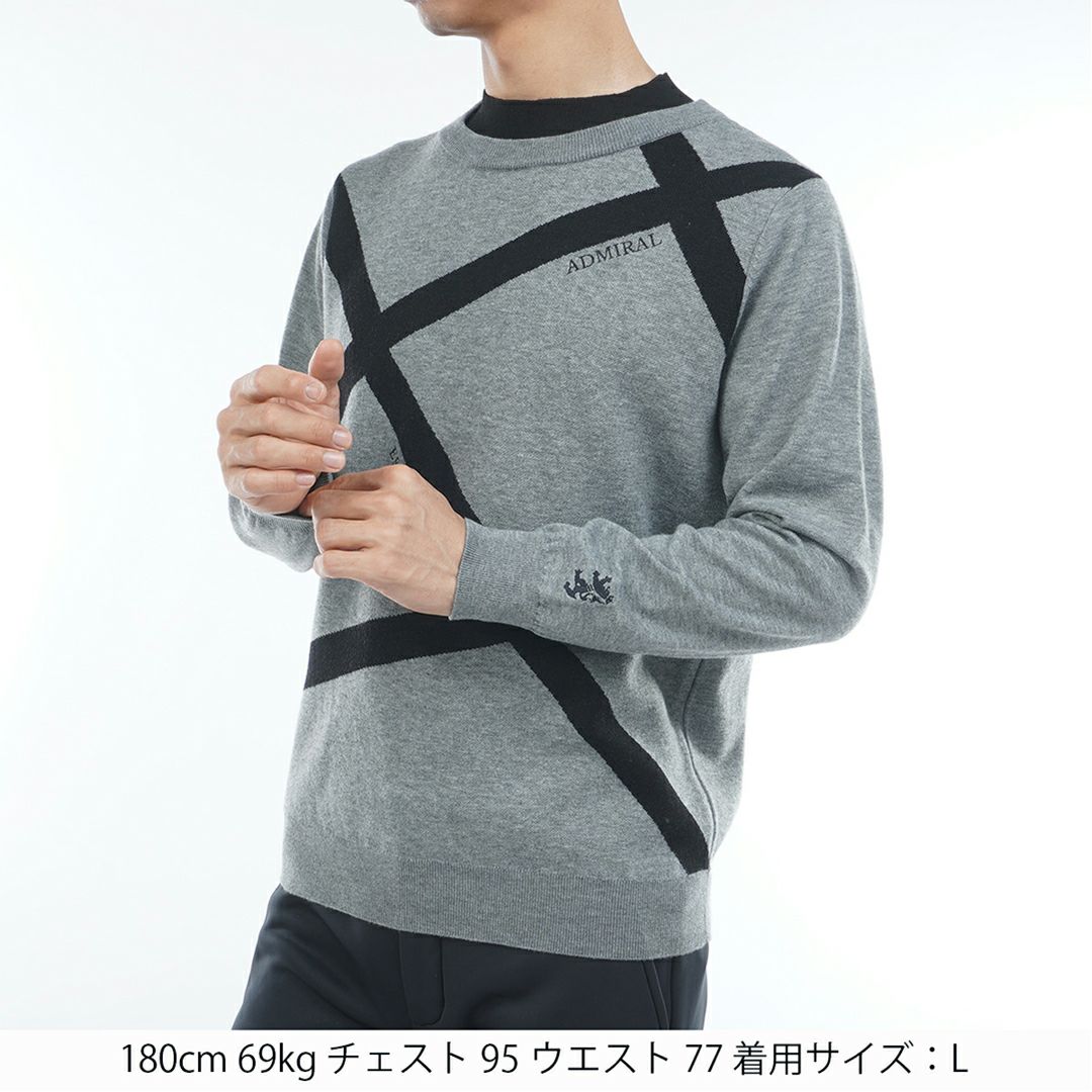 [アドミラル ゴルフ]メンズ ホカタッチ レイヤードモックネックセーター グレー