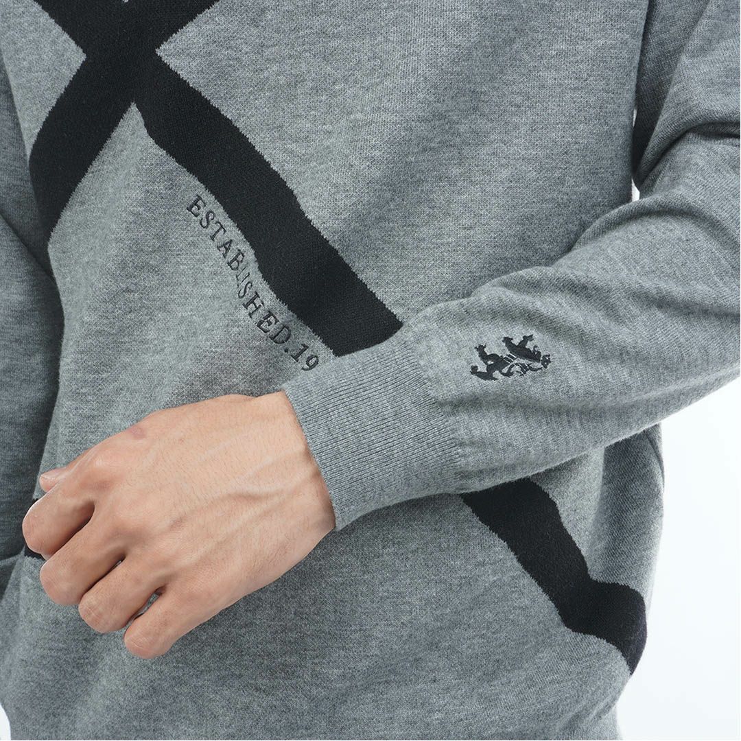 [アドミラル ゴルフ]メンズ ホカタッチ レイヤードモックネックセーター グレー