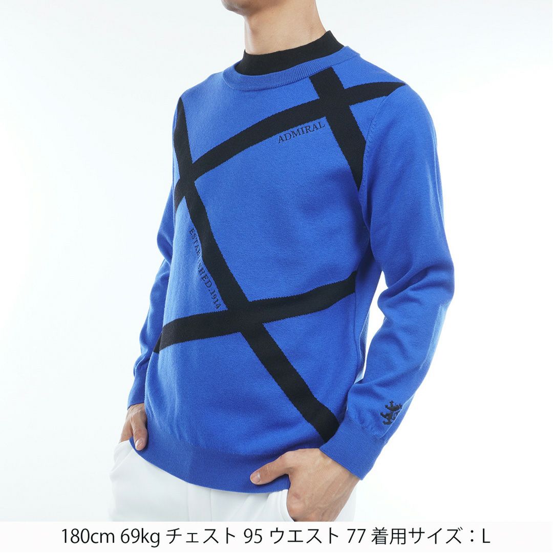 [アドミラル ゴルフ]メンズ ホカタッチ レイヤードモックネックセーター ディープブルー