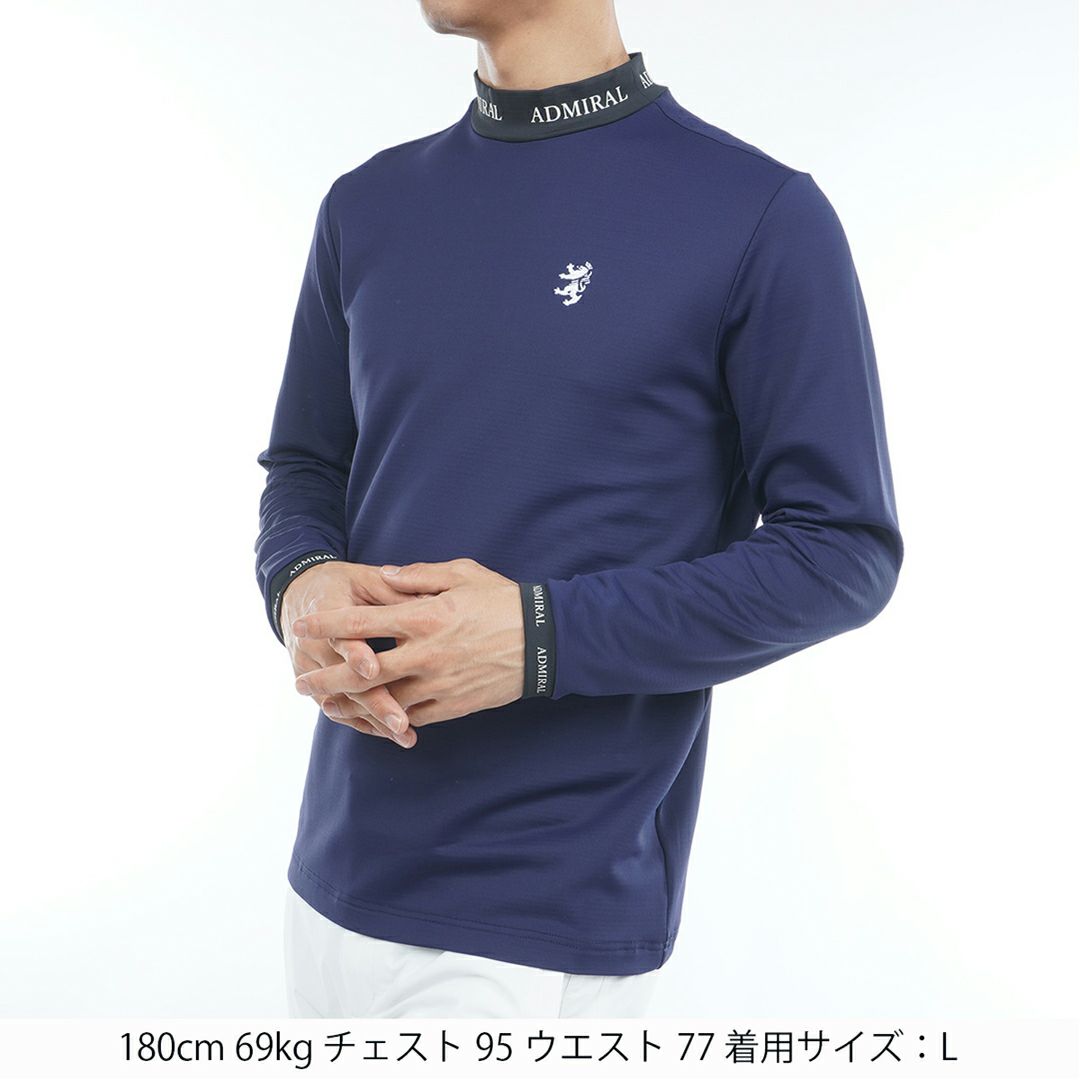  [アドミラル ゴルフ]メンズ 速ポカ 長袖モックネックシャツ　ネイビー