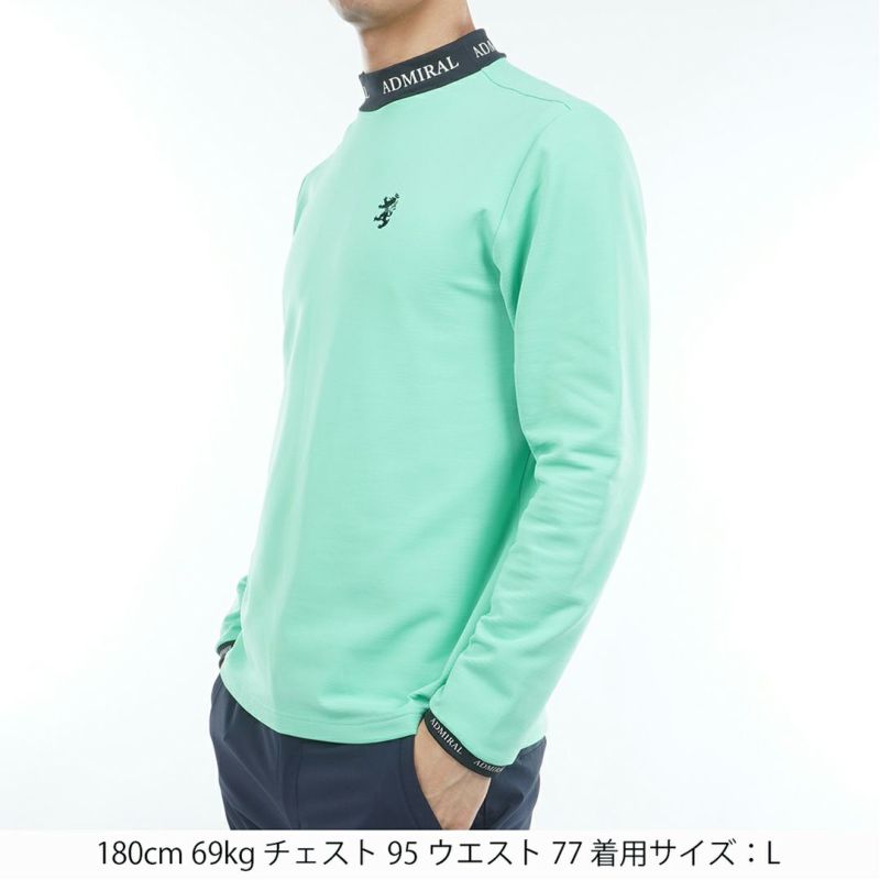  [アドミラル ゴルフ]メンズ 速ポカ 長袖モックネックシャツ　ミントグリーン