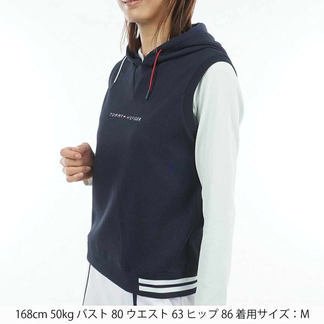 トミー ヒルフィガー ゴルフ Tommy Hilfiger Golf レディース レディース ワッフル スウェットフーディーベスト THLA551 詳細5