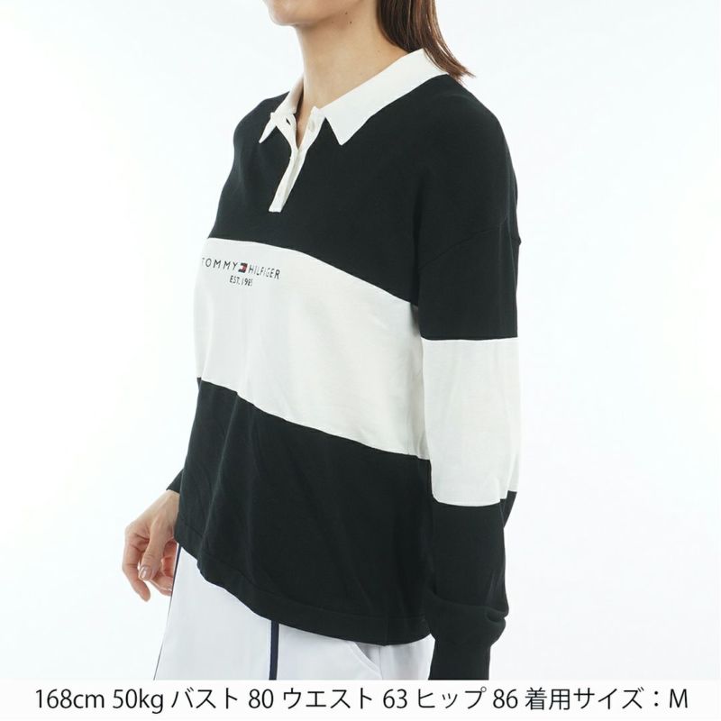 TOMMY HILFIGER GOLF レディース 長袖ラガーシャツ ブラック