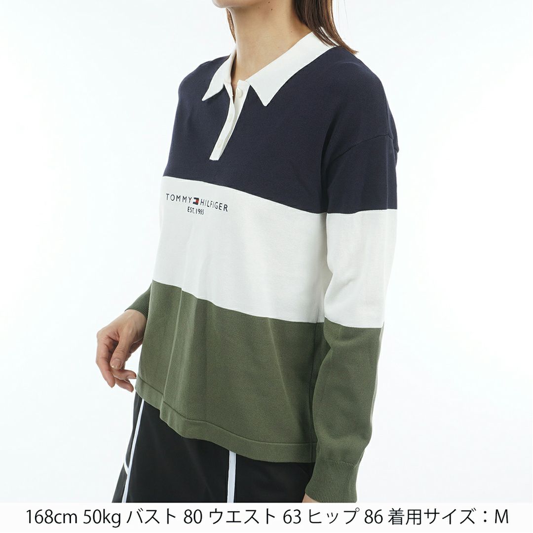 TOMMY HILFIGER GOLF レディース 長袖ラガーシャツ カーキ