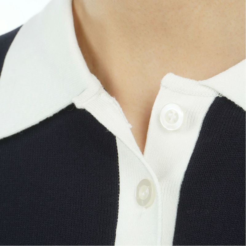 TOMMY HILFIGER GOLF レディース 長袖ラガーシャツ トリコロール レッド