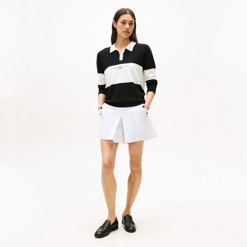 TOMMY HILFIGER GOLF レディース 長袖ラガーシャツ ブラック