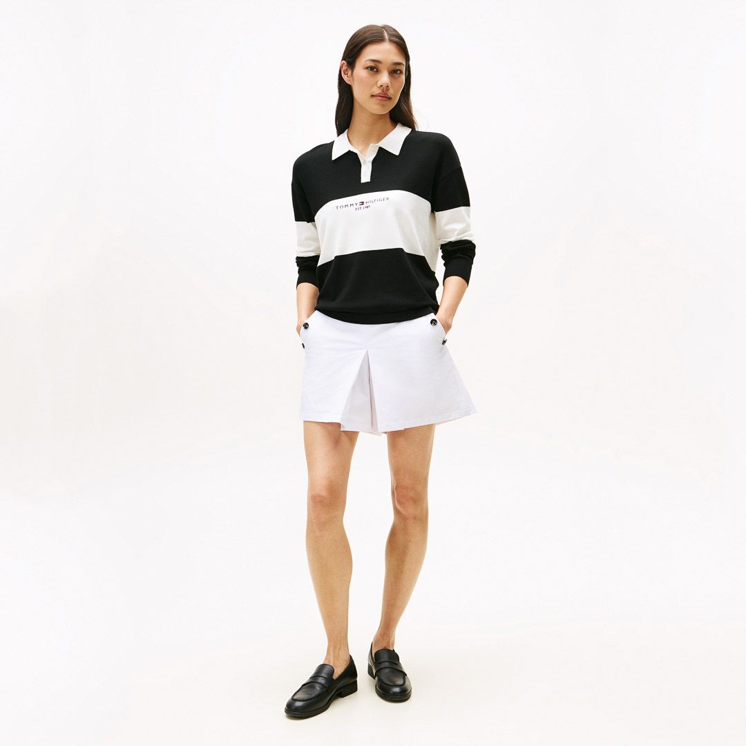 TOMMY HILFIGER GOLF レディース 長袖ラガーシャツ ブラック