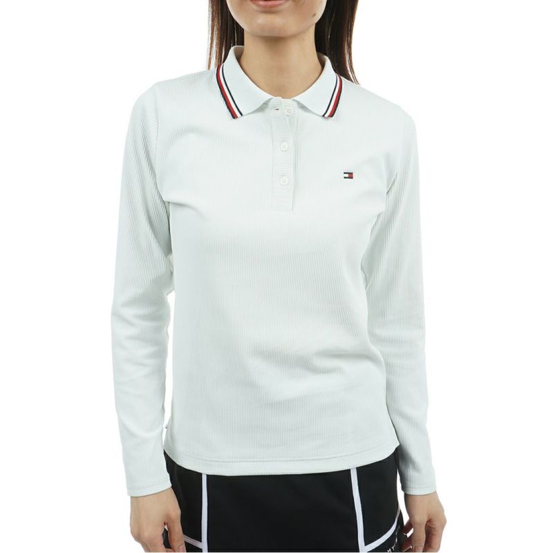 TOMMY HILFIGER GOLF レディース 長袖ポロシャツ ホワイト