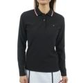 TOMMY HILFIGER GOLF レディース 長袖ポロシャツ ブラック