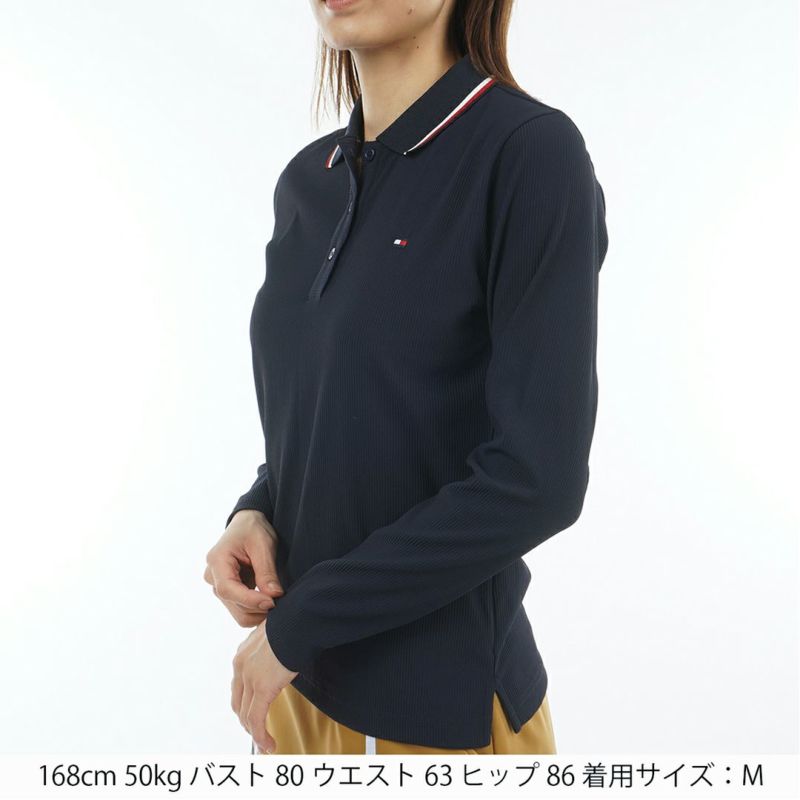 TOMMY HILFIGER GOLF レディース 長袖ポロシャツ ネイビー