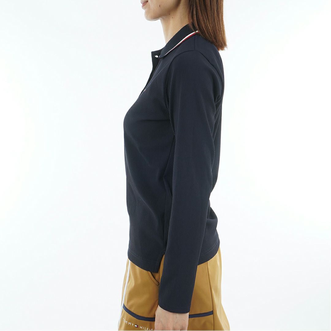TOMMY HILFIGER GOLF レディース 長袖ポロシャツ ネイビー