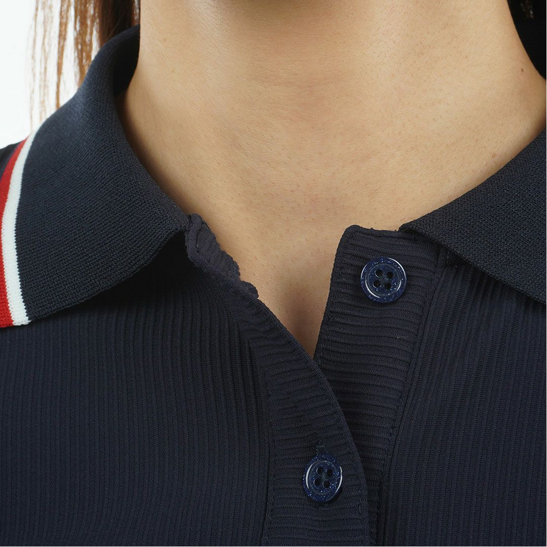 TOMMY HILFIGER GOLF レディース 長袖ポロシャツ ネイビー