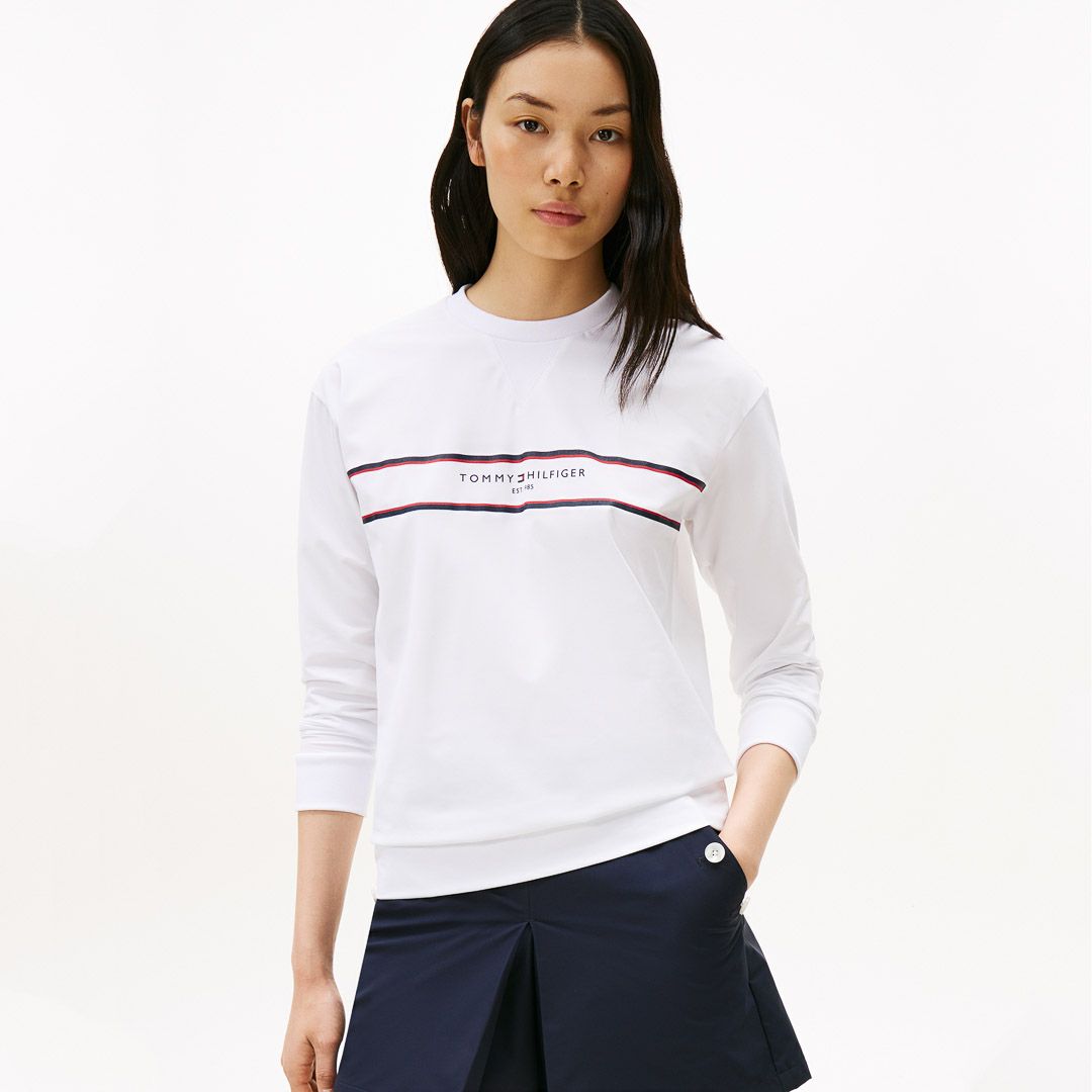 TOMMY HILFIGER GOLF レディース 長袖スウェットシャツ ホワイト