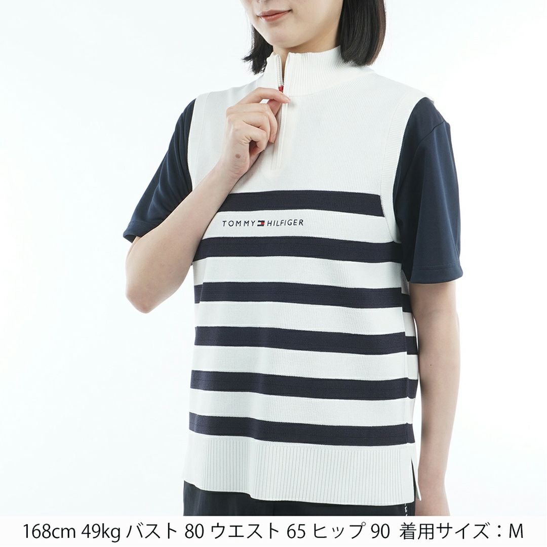 トミー ヒルフィガー ゴルフ Tommy Hilfiger Golf レディース レディース フロントロゴ ハイネック ノースリーブニット THLA561 詳細2