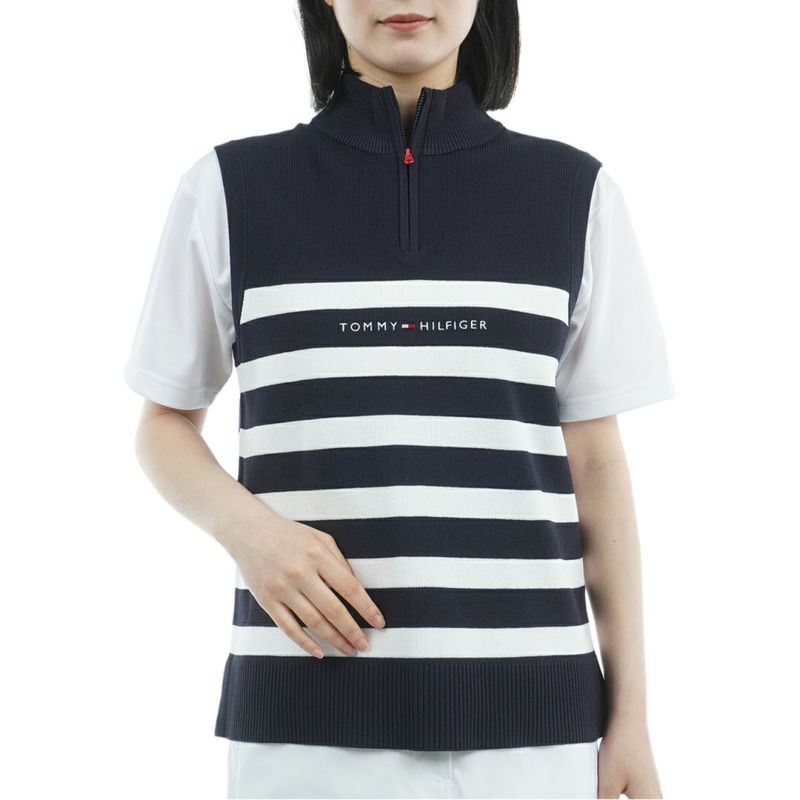 トミー ヒルフィガー ゴルフ Tommy Hilfiger Golf レディース レディース フロントロゴ ハイネック ノースリーブニット THLA561 詳細10