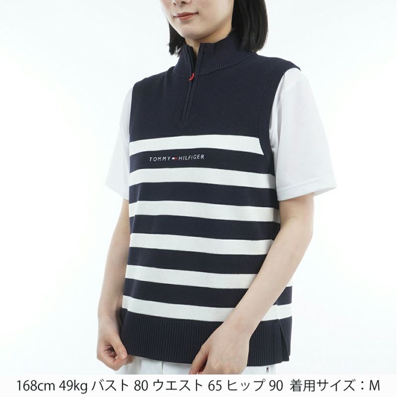 トミー ヒルフィガー ゴルフ Tommy Hilfiger Golf レディース レディース フロントロゴ ハイネック ノースリーブニット THLA561 詳細11