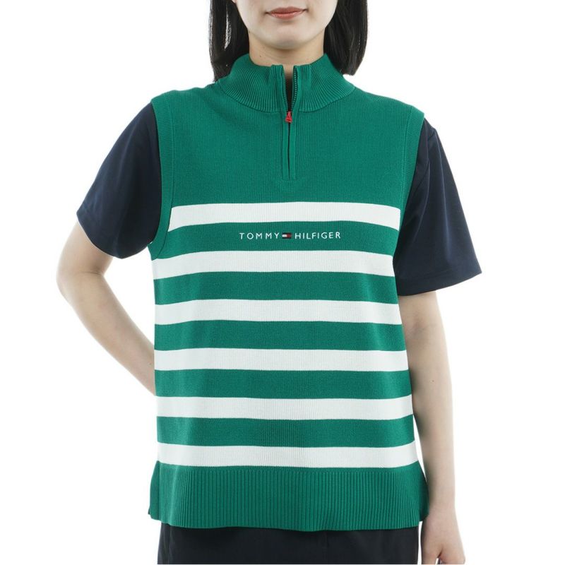 トミー ヒルフィガー ゴルフ Tommy Hilfiger Golf レディース レディース フロントロゴ ハイネック ノースリーブニット THLA561 詳細13