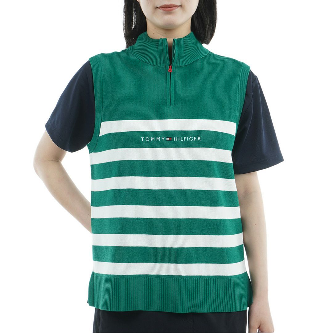 トミー ヒルフィガー ゴルフ Tommy Hilfiger Golf レディース レディース フロントロゴ ハイネック ノースリーブニット THLA561 詳細13