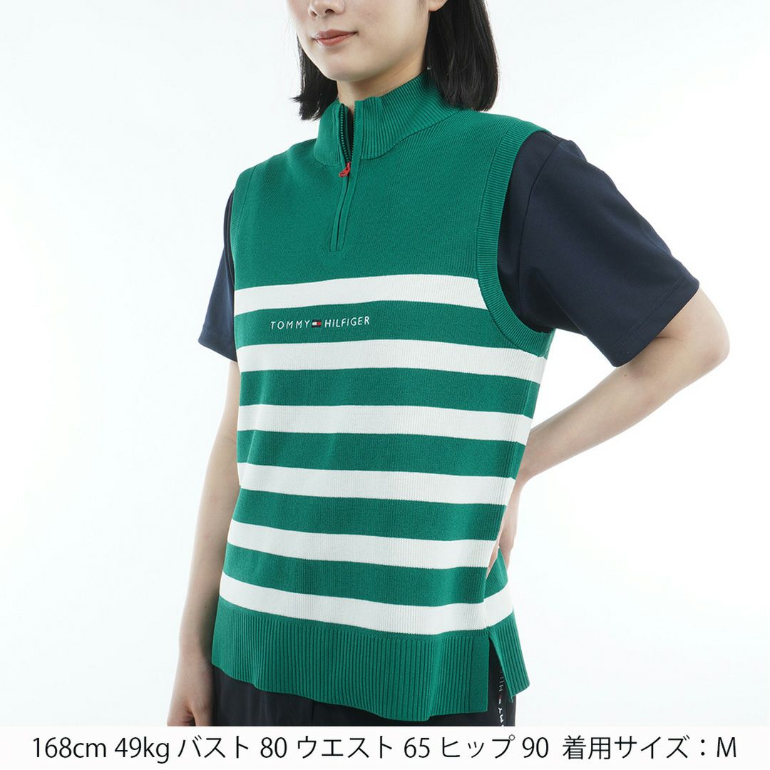 トミー ヒルフィガー ゴルフ Tommy Hilfiger Golf レディース レディース フロントロゴ ハイネック ノースリーブニット THLA561 詳細14