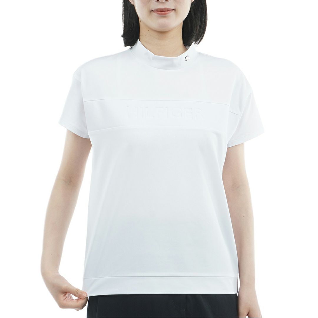 トミーヒルフィガー]レディース エンボスロゴ 半袖モックネックシャツ