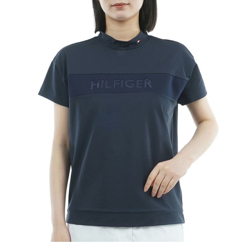 TOMMY HILFIGER GOLF レディース 半袖モックネックシャツ ネイビー