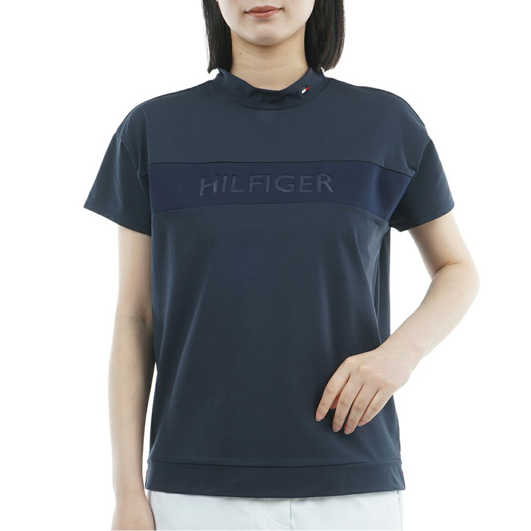 TOMMY HILFIGER GOLF レディース 半袖モックネックシャツ ネイビー