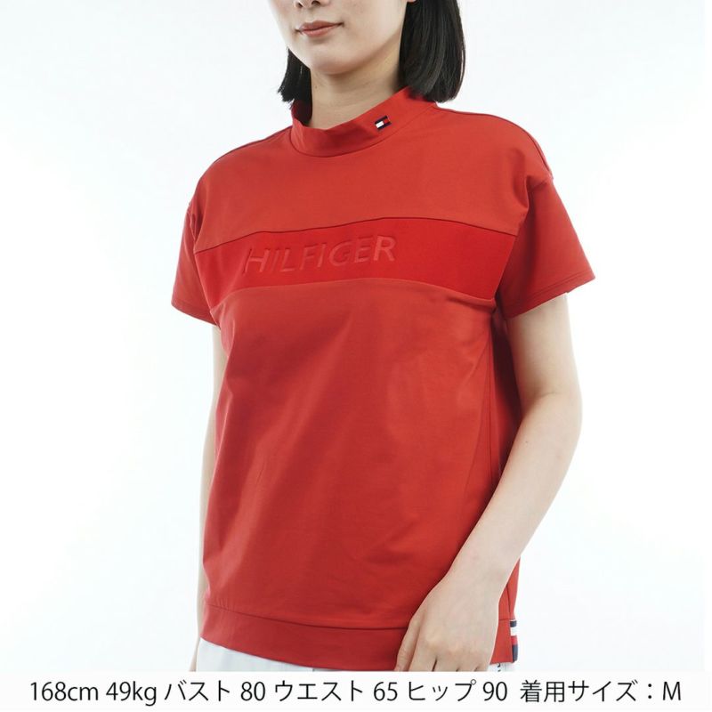 TOMMY HILFIGER GOLF レディース 半袖モックネックシャツ レッド