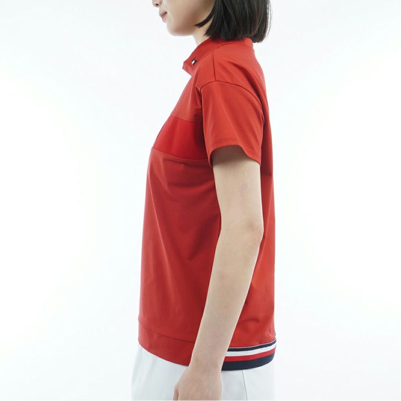 TOMMY HILFIGER GOLF レディース 半袖モックネックシャツ レッド