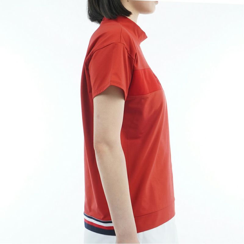 TOMMY HILFIGER GOLF レディース 半袖モックネックシャツ レッド