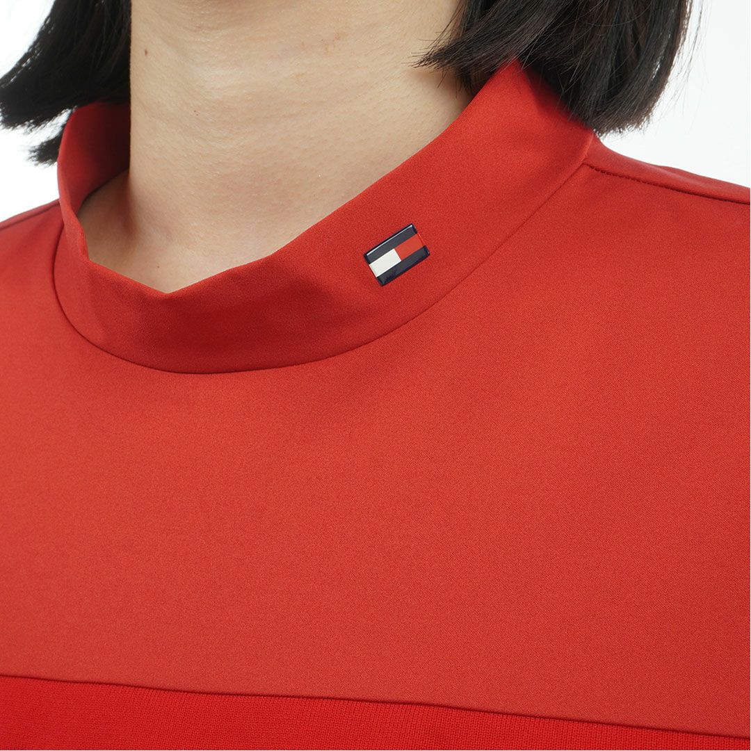 TOMMY HILFIGER GOLF レディース 半袖モックネックシャツ レッド