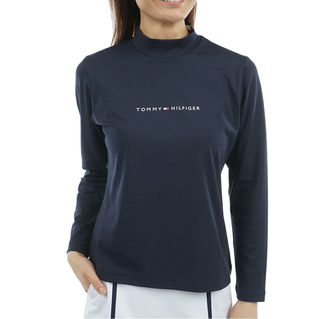 TOMMY HILFIGER GOLF レディース 長袖モックネックシャツ ネイビー