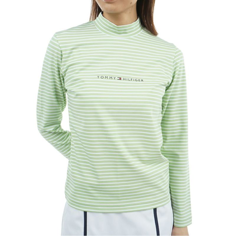 TOMMY HILFIGER GOLF レディース 長袖モックネックシャツ ライトグリーン