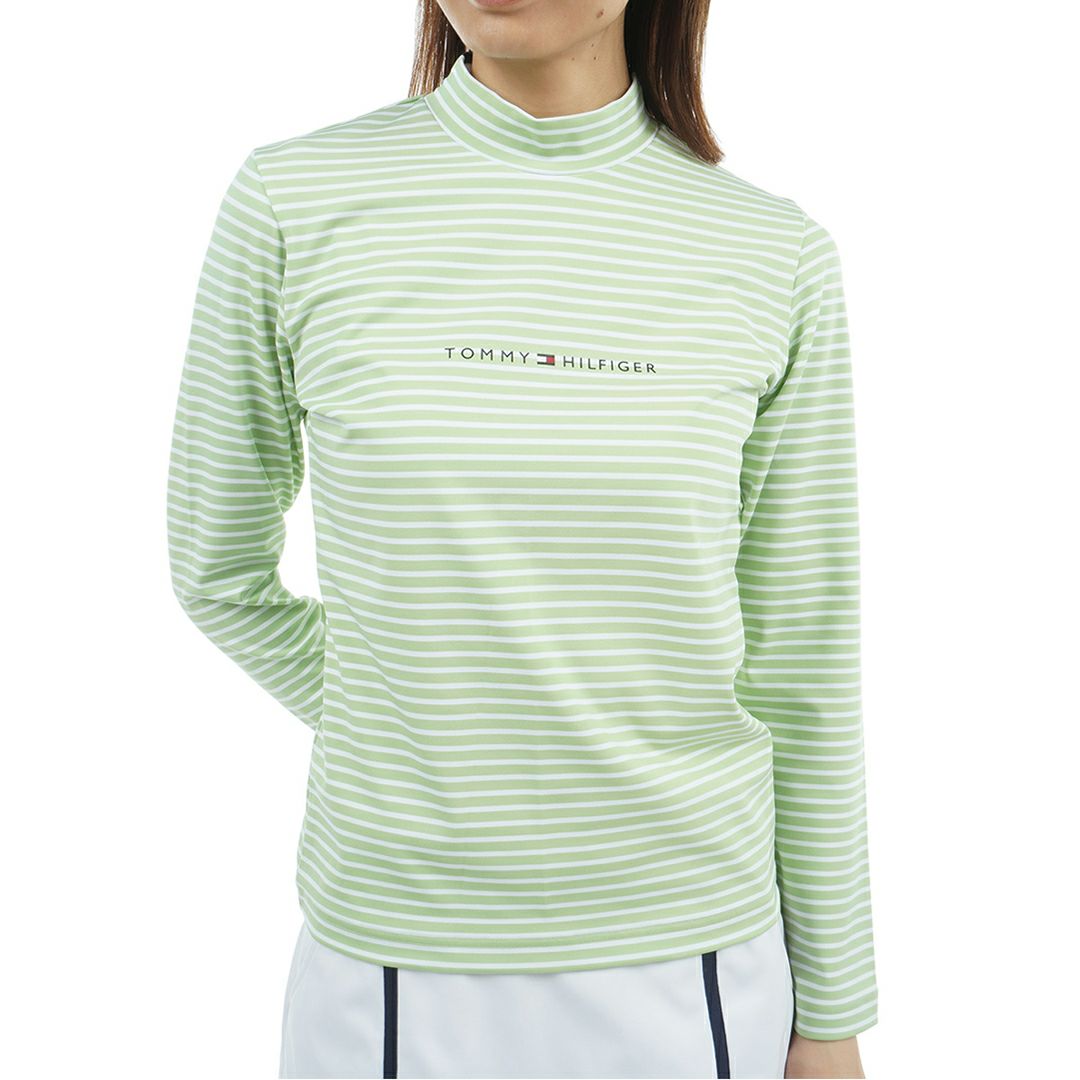 TOMMY HILFIGER GOLF レディース 長袖モックネックシャツ ライトグリーン